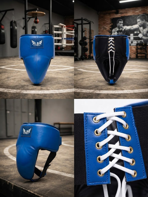 Alba Combat Pro Groin Guard - front, back, side and lace detail