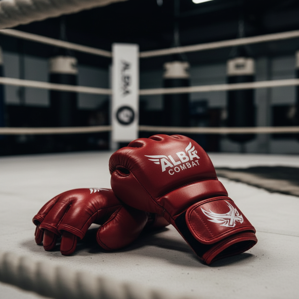 Red Alba Combat MMA Gloves - White Logo
