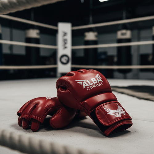 Red Alba Combat MMA Gloves - White Logo